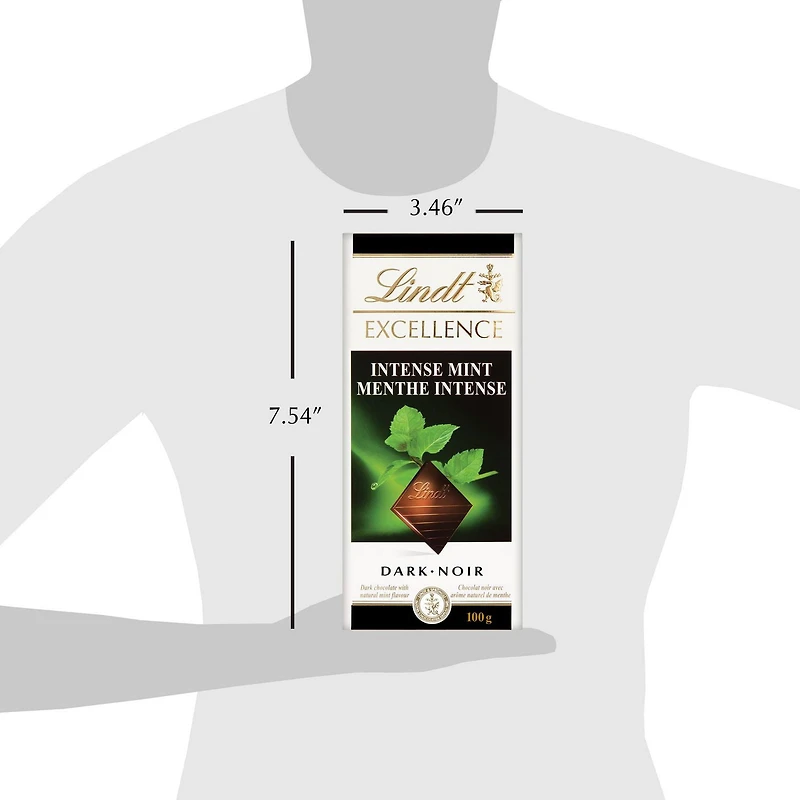 Chocolat noir Lindt EXCELLENCE Menthe Intense – Barre (100 g) Menthe fraîche chocolat