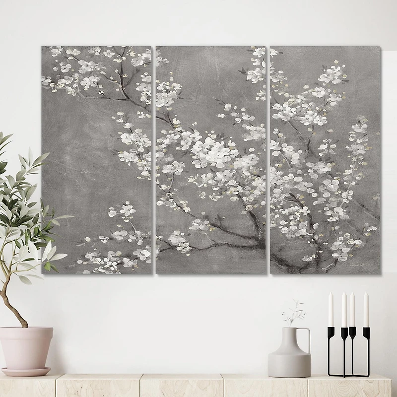 Designart White Cherry Blossoms II Canvas Wall Art