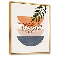 Designart Abstract Geometrical Sun and Moon With Leaf III FLOAT FRAME WALL ART