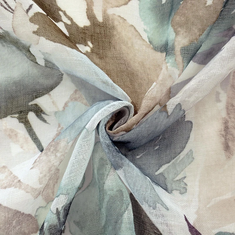 Flora, panneau de rideau diaphane à imprimé floral à oeillets 52" x 95", olive combo