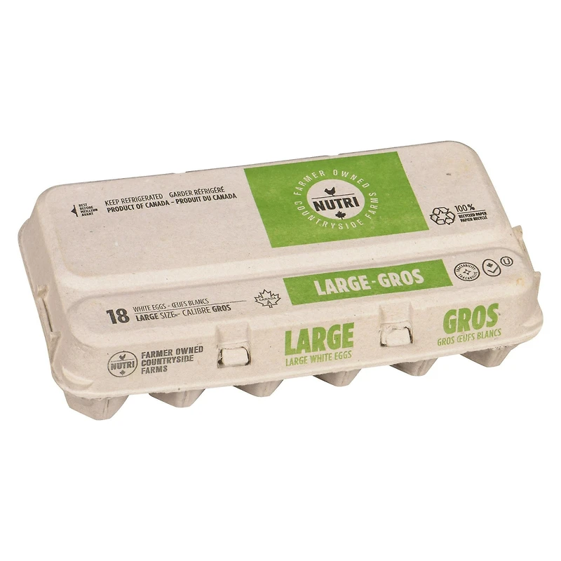 Countryside Farms Large White Eggs, 18 Count