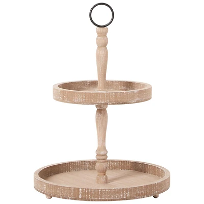 Holiday Time Wooden Tiered Christmas Tray, Brown