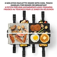 Starfrit Grill à Raclette pour 8 Personnes, Température Réglable, 8 Spatules et Plats Antiadhésifs, 1300W, Nettoyage à la Main, Noir Plaque 2-en-1