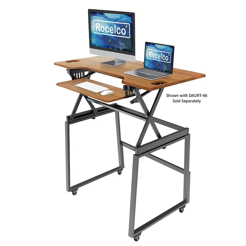 Rocelco Support de plancher de bureau debout mobile - Pieds de poste de travail assis debout pour bureau à domicile roulant pour DADR-40 et DADR-46