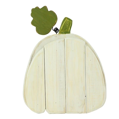 Way To Celebrate Harvest Wood Pumpkin Tabletop Décor, Off White