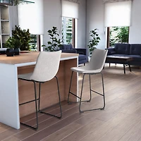 Asahi Lot de 2 tabourets de bar rembourrés à hauteur de comptoir avec pieds en métal