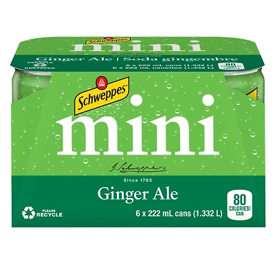 Schweppes Ginger Ale 6 x 222 mL, Mini-canettes 6x222mL