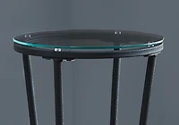 Monarch Specialties Accent Table, Side, End, Plant Stand, Round, Living Room, Bedroom, Metal, Tempered Glass, Black, Clear, Contemporary, Modern