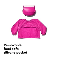 OXO Tot - Sleeved Roll-Up Bib - For Play or Mealtime - Baby and Toddler 9 Months + - Pink