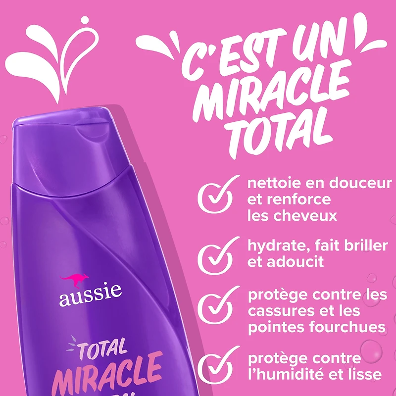 Aussie Shampooing Total Miracle Sans Parabènes avec Abricot et Macadamia pour Cheveux Abîmés