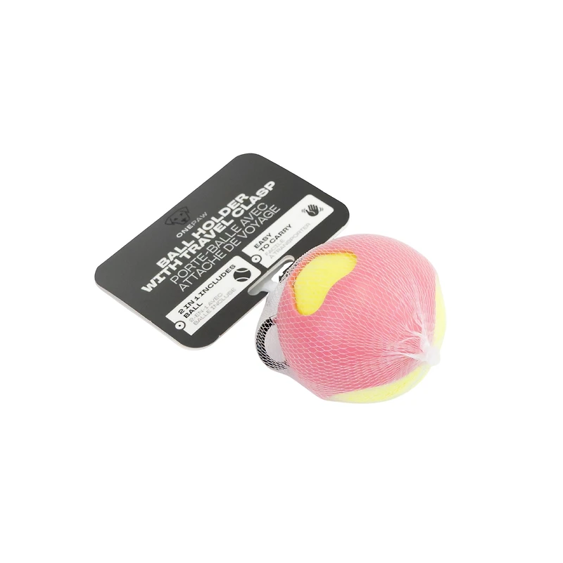 One Paw, support en caoutchouc avec balle de tennis pour chiens, jeu de lancer/rapporter, rose