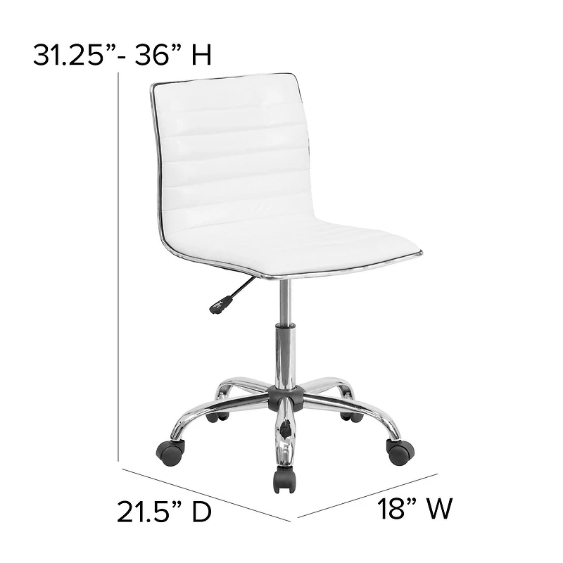 Flash Furniture Low Back Designer Armless White Ribbed Swivel Task Chair