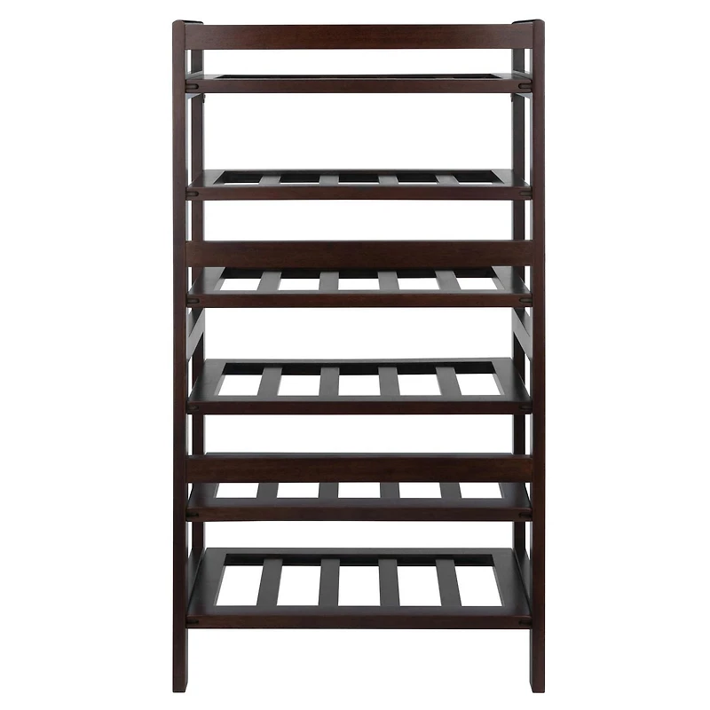 Winsome Silvi Wine Rack, 30-Bottle, - 6-Tier Walnut finish