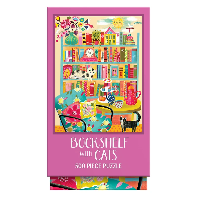 RoseArt - Vertical Visions 500-Piece - Bookshelf With Cats- Adult Interlocking Puzzle
