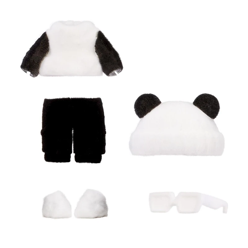 Na Na Na Fuzzy Surprise série 1 Peter Panda - Poupée-mannequin articulée de 7 po (18 cm)