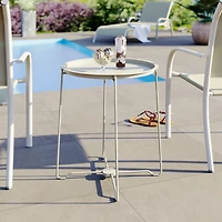 Mainstays Steel Outdoor Tray Top Side Table, White