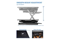 Rocelco 46 "Bureau debout mobile de grande taille réglable en hauteur BUNDLE - Montant pour moniteur double assis-debout roulant - Station de travail assistée par ressort à gaz - Plateau pour clavier