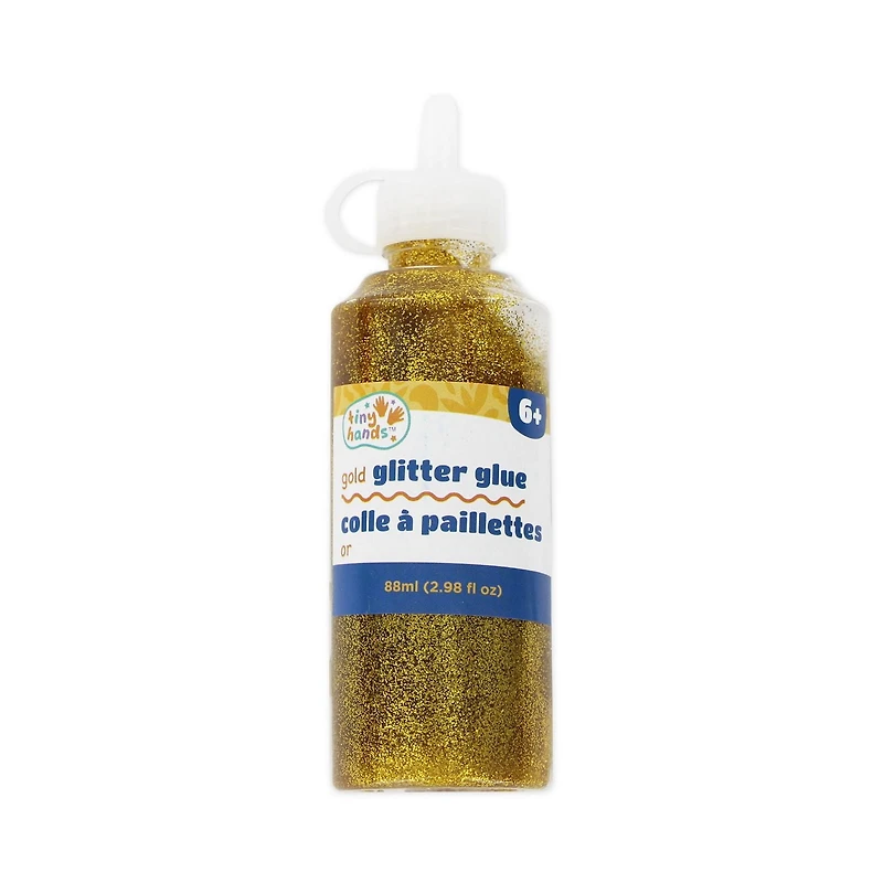 TINY HANDS Gold Glitter Glue, 88 ml (2.98 fl oz), Age 6+, Kids, Crafts, Projects, Decoration<br>, GLITTER GLUE GOLD