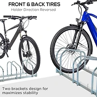 HOMCOM 3-Bike Bicycle Floor Parking Rack Cycling Storage Stand Silver