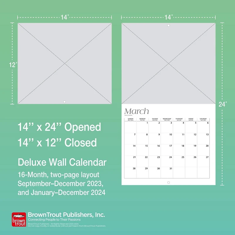 Muscle Cars Américaines 2024 35.56x60.96 CM Mur Deluxe Calendrier, 9781975466411