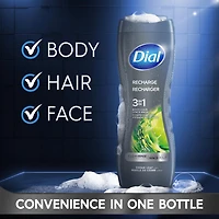 Dial Men Nettoyant 3 en 1 pour le corps, les cheveux et le visage, recharger, parfum feuille de cèdre, 473 ml