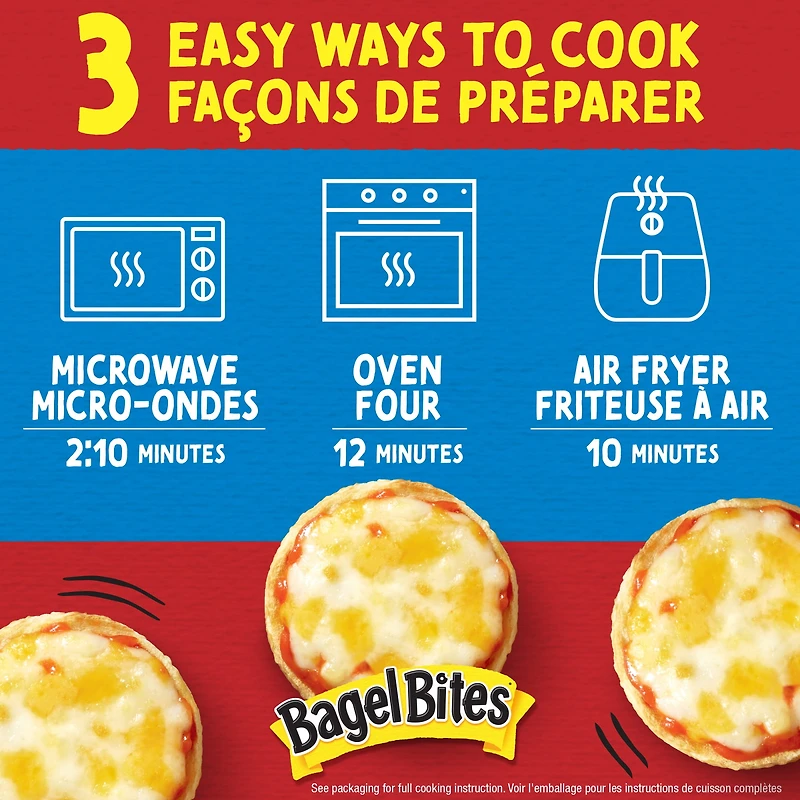 Pizzas Collations Surgelées Aux Trois Fromages Bagel Bites, Boîte De 9 Mini-Bagels 198g