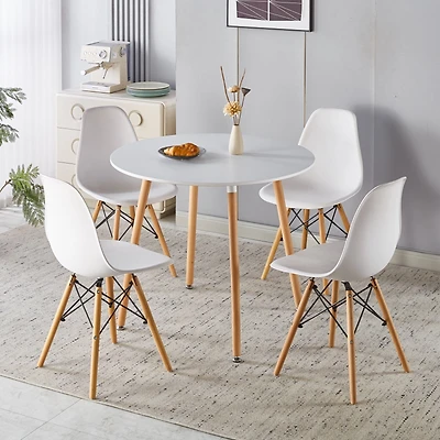 Ensembles de chaises de salle à manger modernes Noble House avec table d'appoint moderne et pieds en bois naturel (4 chaises et 1 table)