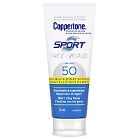 Coppertone Sport écran solaire en lotion pour le visage FPS 50, léger, résistant à l'eau, 74ml 74ml