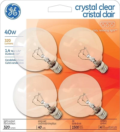 Lampe en cristal clair G16.5 de GE Lighting Canada de 40 W