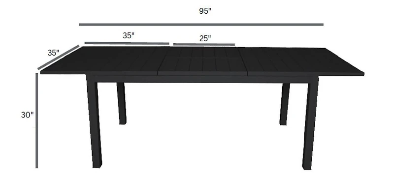 Table extension 35''x70'à 95''