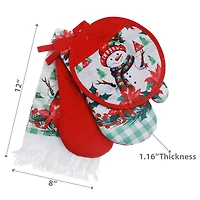 Ensemble De Cuisine 4 Pièces (Bonhomme De Neige Avec Poinsettia)