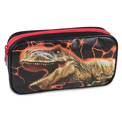 Pen + Gear Dinosaur 2 Zip Pencil Pouch with T-Rex & Lava Design