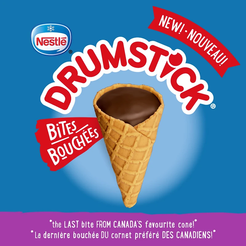 DRUMSTICK BITES, Decadent dark chocolatey bite-sized mini wafer cones, The last bite from Canada's favourite cone, 76 g