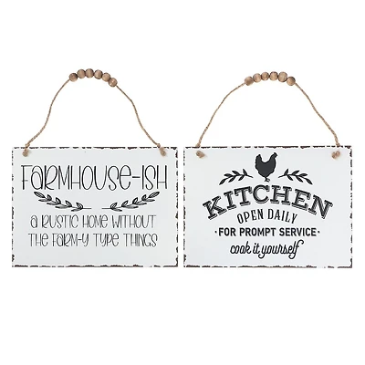 IH Casa Decor Suspendu En Bois Kitchen / Farm House-Ish Asstd - Ensemble De 2
