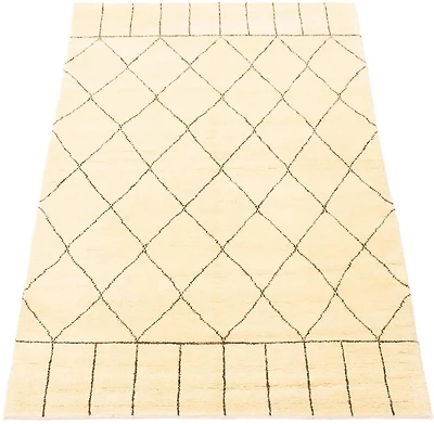ECARPETGALLERY 5'1" x 7'10" Moroccan Tangier Hand-knotted Area Rug for Living Room, Dining Room and Bedroom in Ivory