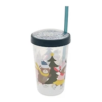 Holiday Time Blue Plastic Straw Tumbler, 3.5 inch x 3.5 inch x 7.9 inch, 1 Piece