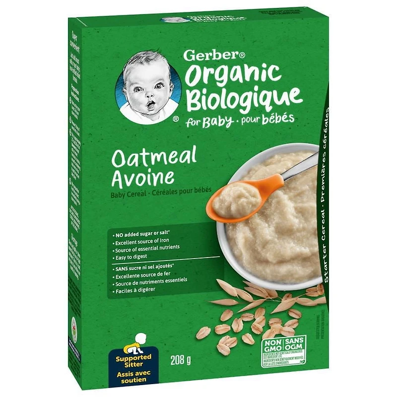 GERBER Biologique Céréales pour Bébé Gruau 208 g 208g