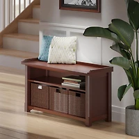 Milan 4pc Storage Bench with Basket in Walnut
