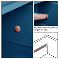 Fullfurnique Modern Wooden Freestanding Bathroom Floor Cabinet with 4 Drawers & Cupboard, Navy Blue