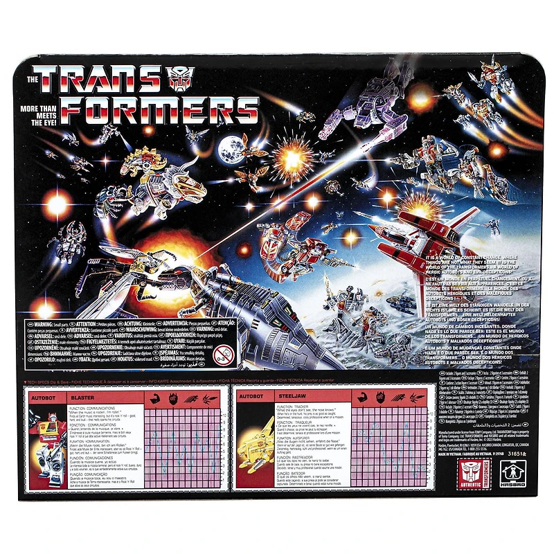 Transformers Blaster Autobot et Mâchoire d'Acier Rétro Rétro 40e Anniversaire