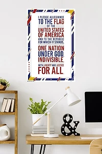 The United States Of America - Pledge Of Allegiance Wall Poster, 22.375" x 34"