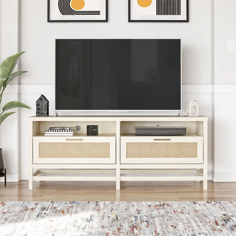 Ameriwood Home Lennon meuble de télévision pour téléviseurs jusqu’à 60 pouces, Chêne ivoire