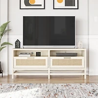 Ameriwood Home Lennon meuble de télévision pour téléviseurs jusqu’à 60 pouces, Chêne ivoire