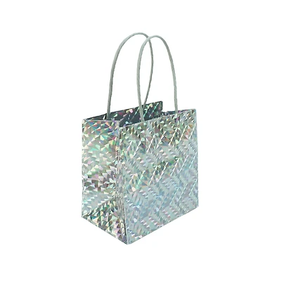 6CT Silver Holo Gift Bag,5 in x 3.3 in x 5 in,by Holiday Time HOLIDAY TIME PL SAC HOLO ARGENT 6UN