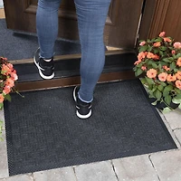 Ottomanson Rubber Collection Non-Slip Doormat, 18" X 30", Black