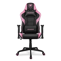 Chaise de gaming Cougar Armor Elite - Cuir PVC avec dossier inclinable jusqu'à 160º, accoudoirs 2D réglables et mécanisme d'inclinaison ajustable, coussins pour la tête et les lombaires, rose