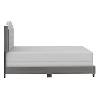 Grand lit moderne de 60 po revêtu de velours, gris pâle
