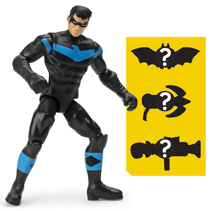 BATMAN, 4-Inch NIGHTWING Action Figure with 3 Mystery Accessories, Mission 2