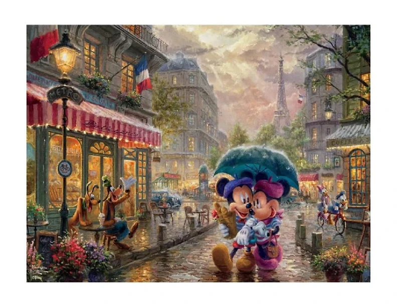 Ceaco Thomas Kinkade Disney 750-Piece Puzzle Mickey and Minnie in Paris