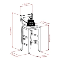 Table haute ronde Fiona 3 pièces avec 2 tabourets de bar à dossier en V de Winsome - 94385